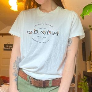 Coach embroidered flowers t shirt
